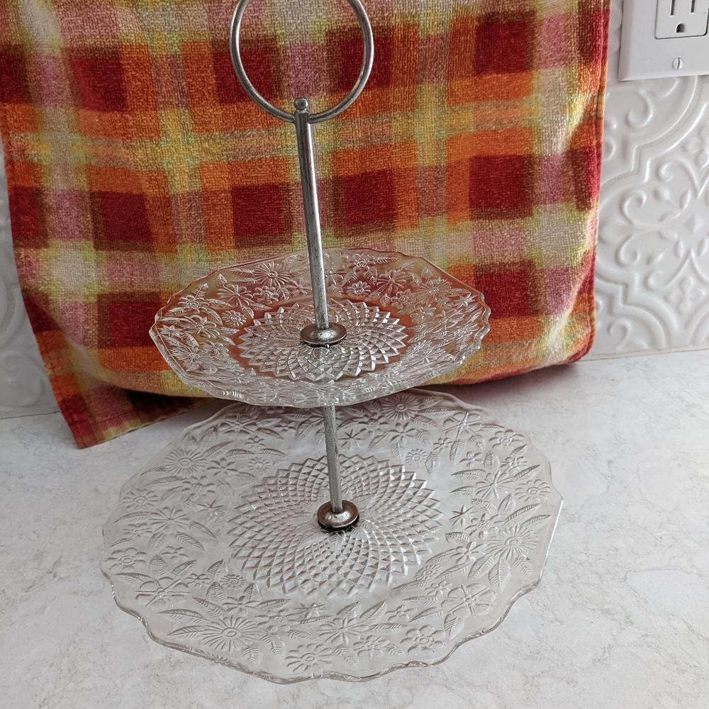 Vintage 2 tier glass tray